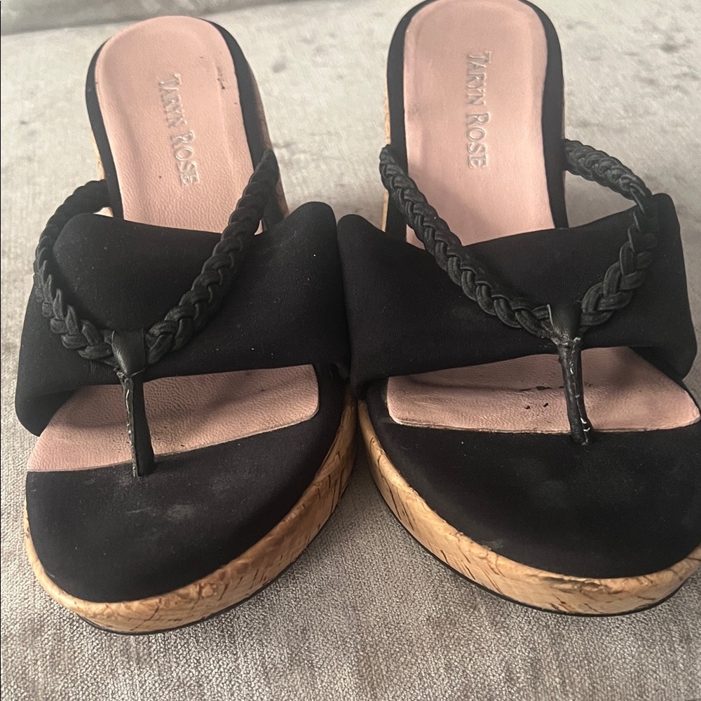 Taryn Rose Black Wedge Sandals